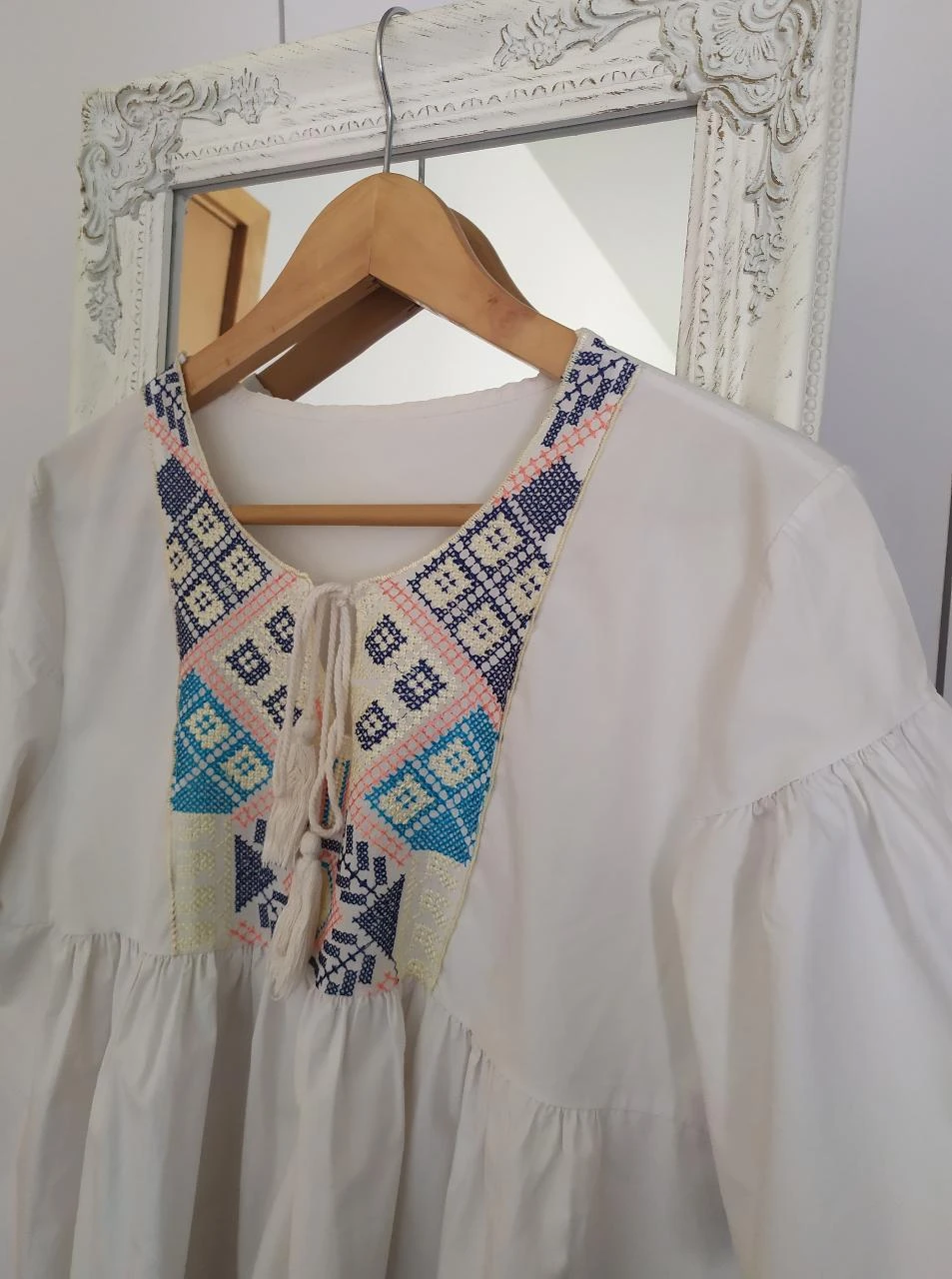 Chemisier en coton brodé bohème fabriqué en Italie M – photo 4
